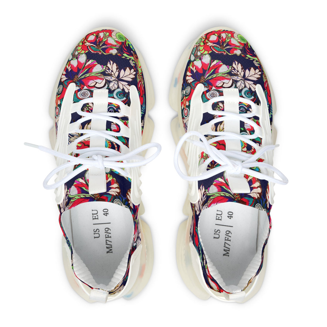 ink women's graphic floral print mesh knit sneakers