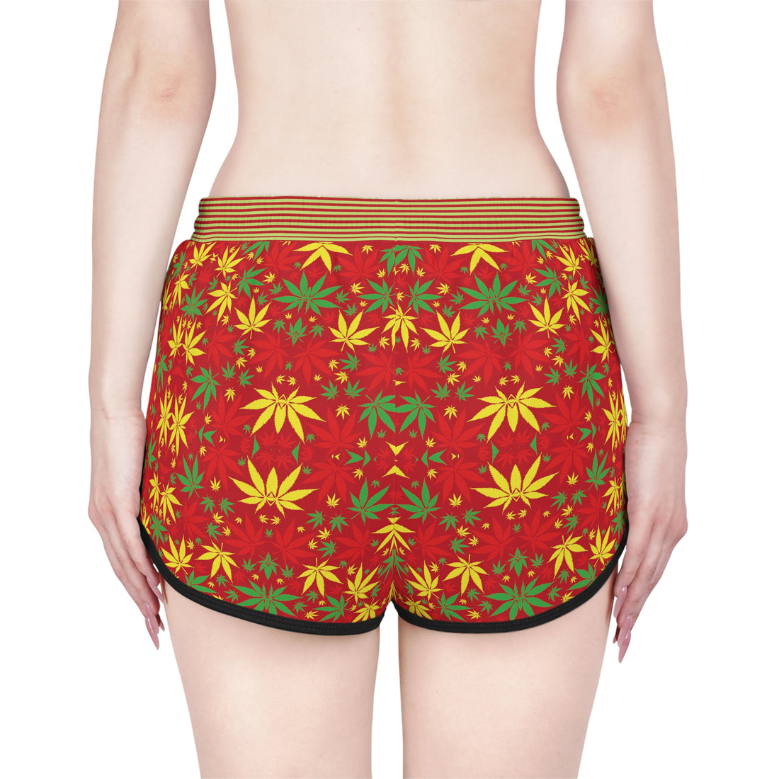 Red Tropical Rasta Toned Relaxed Gym Shorts
