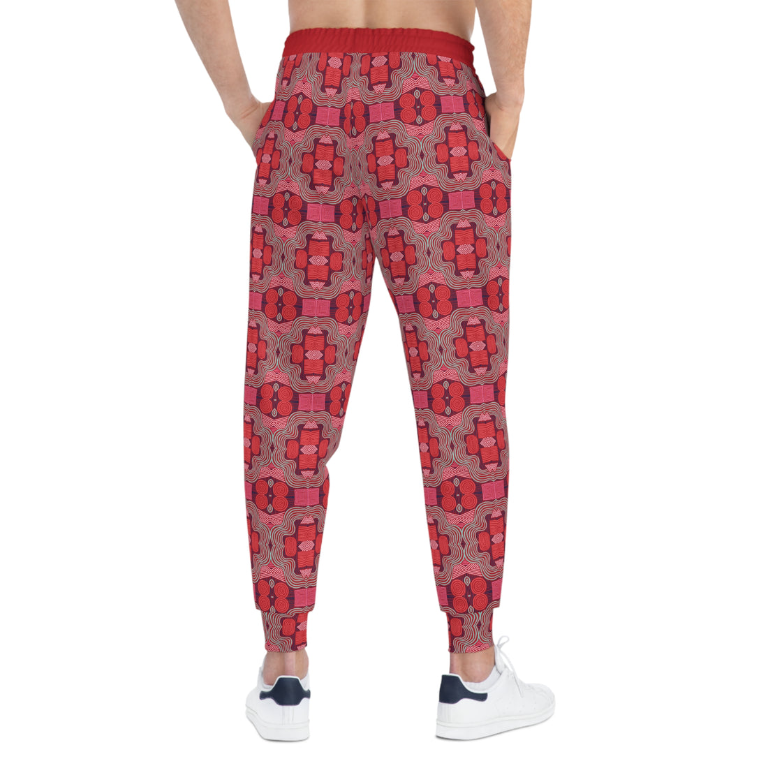 Red Geometric Print Unisex Joggers