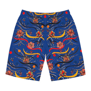 Royal Blue Wilderness Print Men's Board Shorts (AOP)