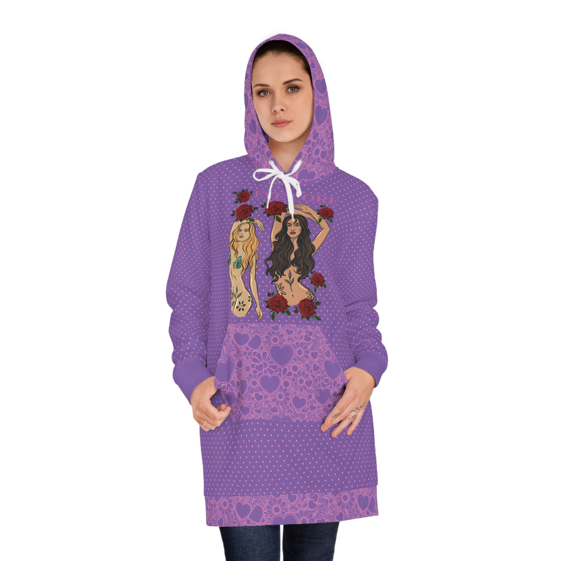 Pearl Purple Eve Core Hoodie Dress (AOP)