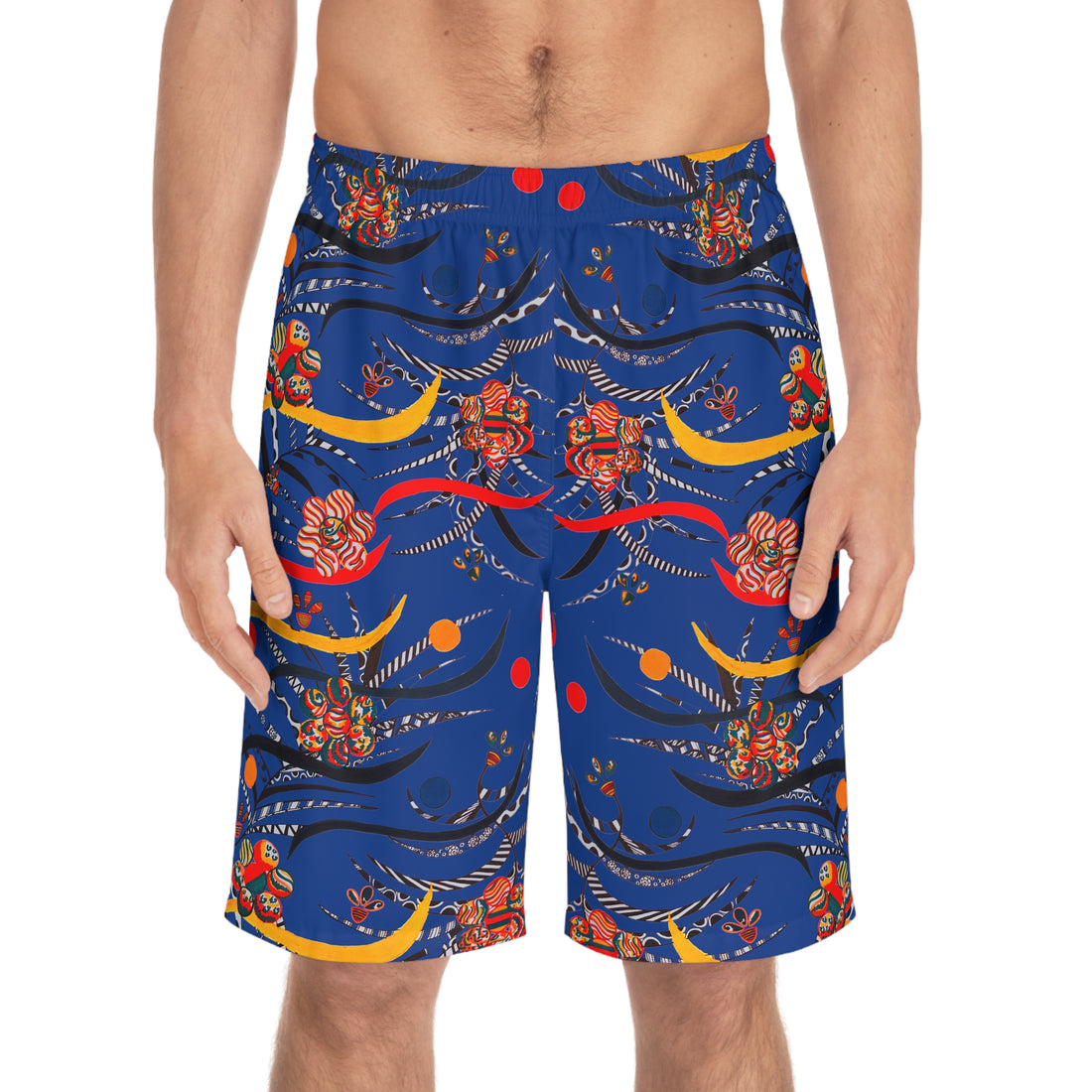 Royal Blue Wilderness Print Men's Board Shorts (AOP)