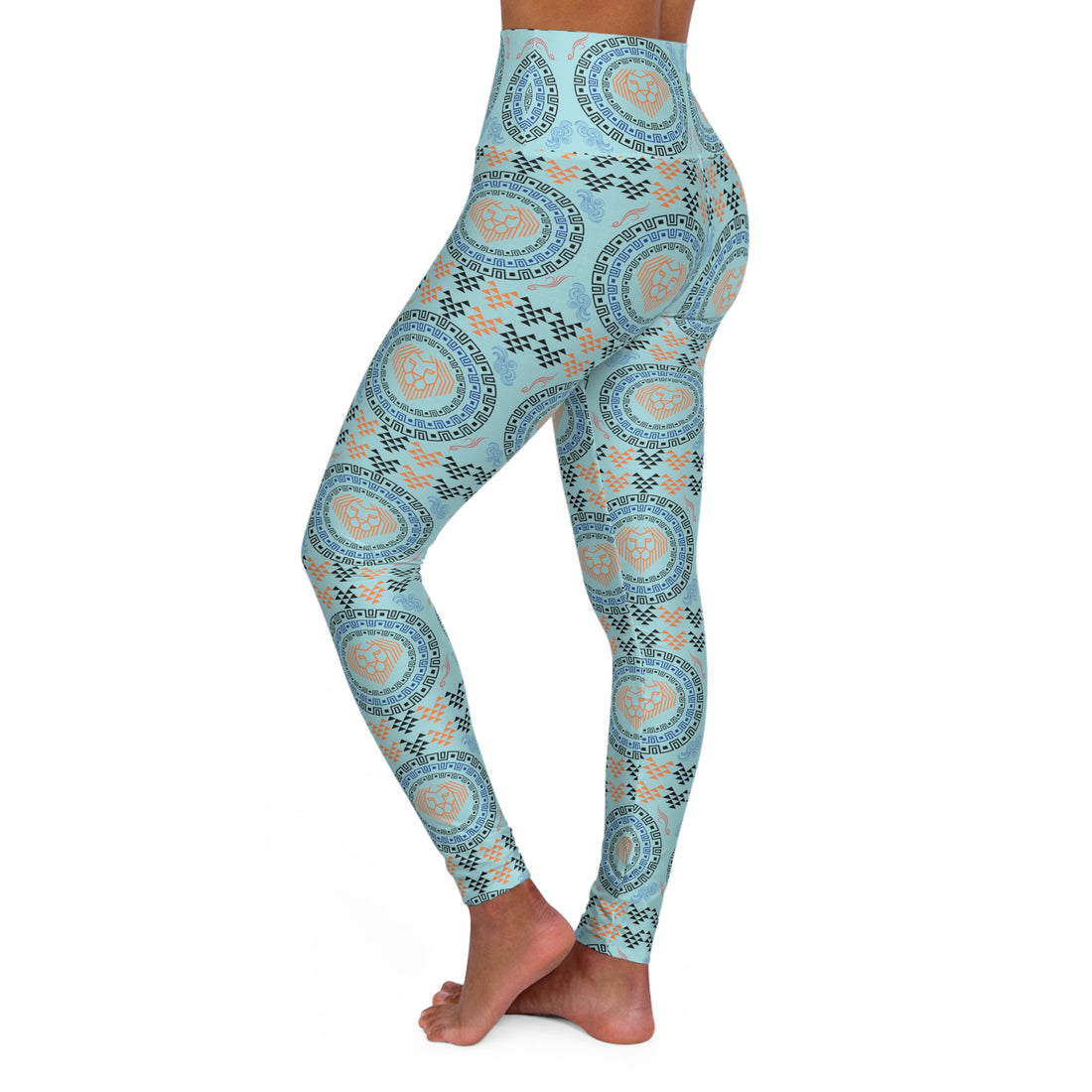 Icy Blue Lion Head Yoga Leggings