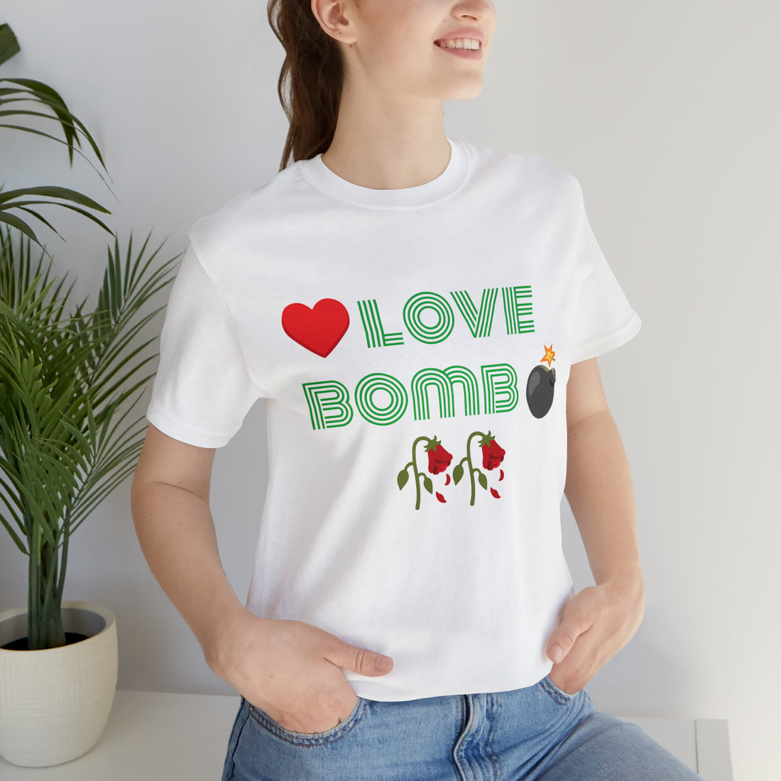 Unisex Love Bomb Typography Jersey Tee