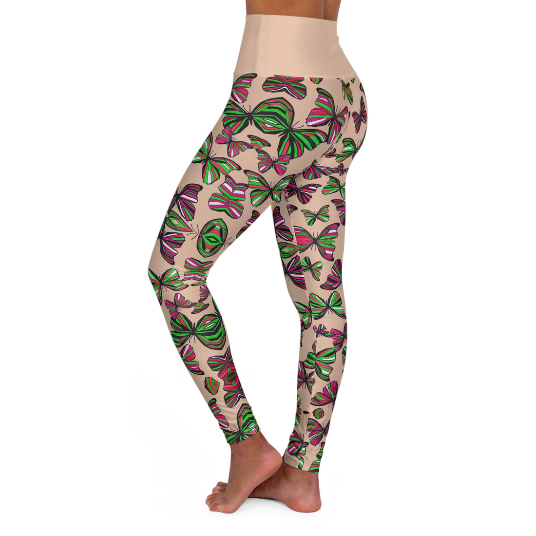 Nude Butterfly Kaleidoscope Yoga Leggings