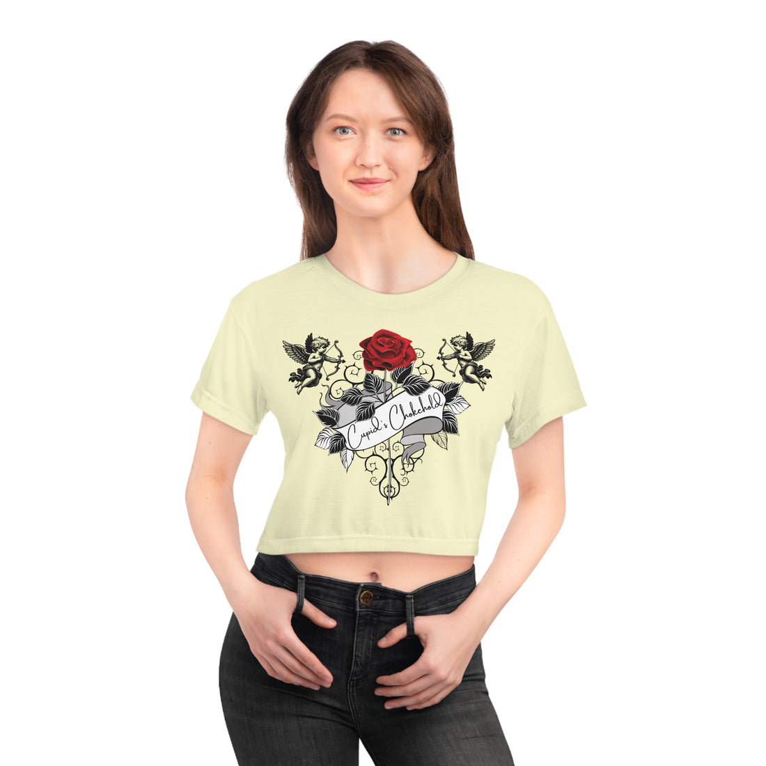 Cream Cupid's Chokehold AOP Crop Tee