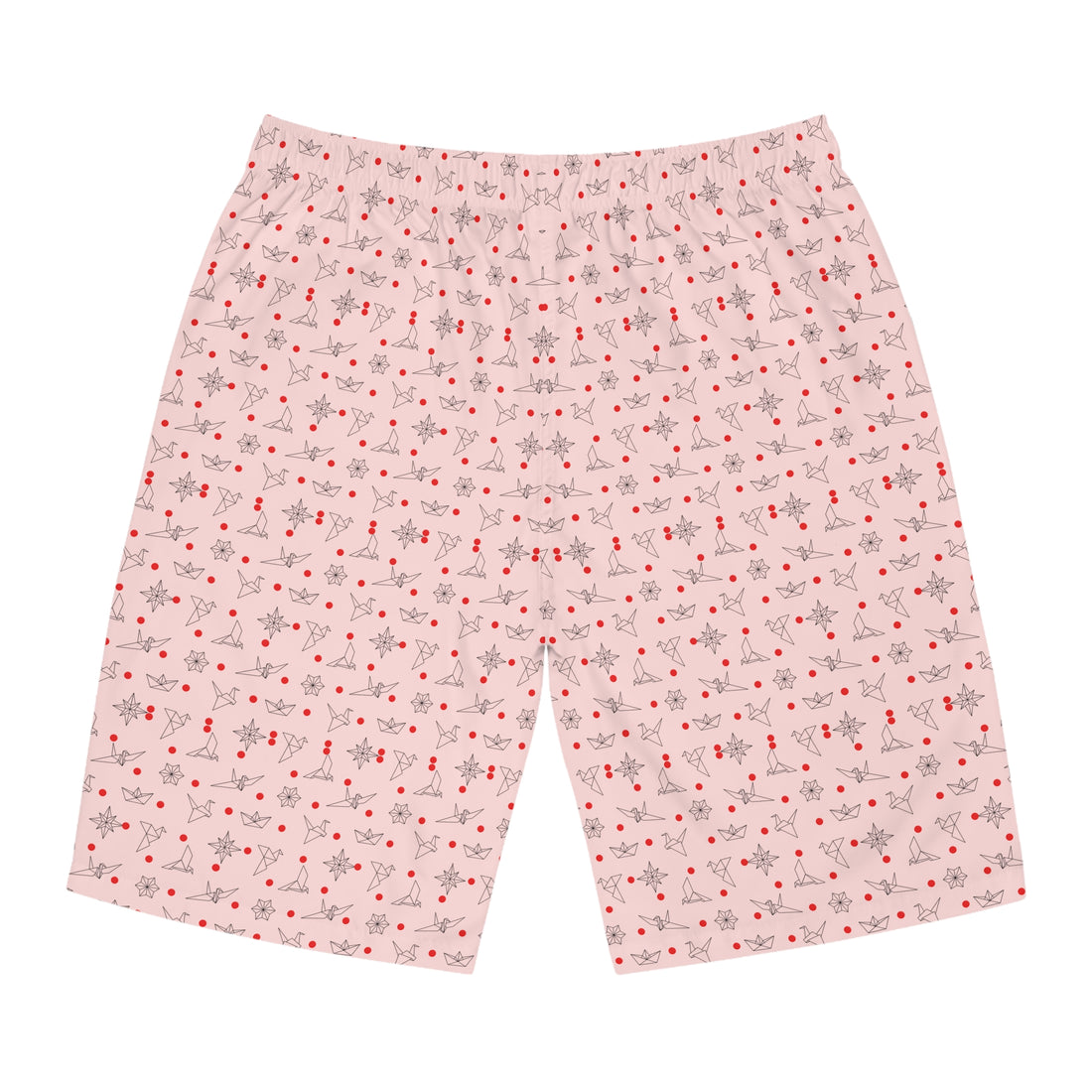 Pale Pink Origami Men's Board Shorts (AOP)