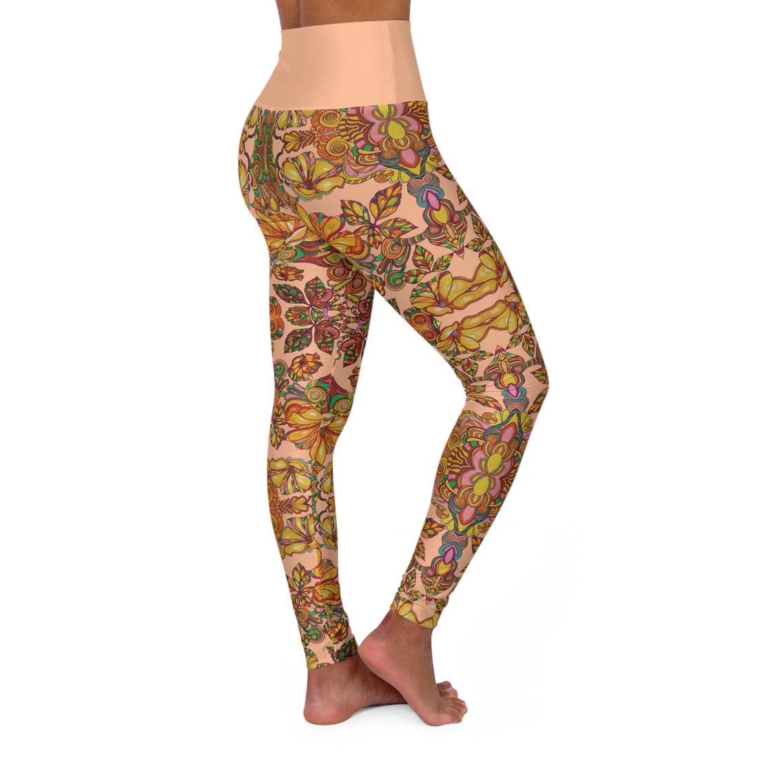 Peach Fuzz Artsy Floral Yoga Leggings