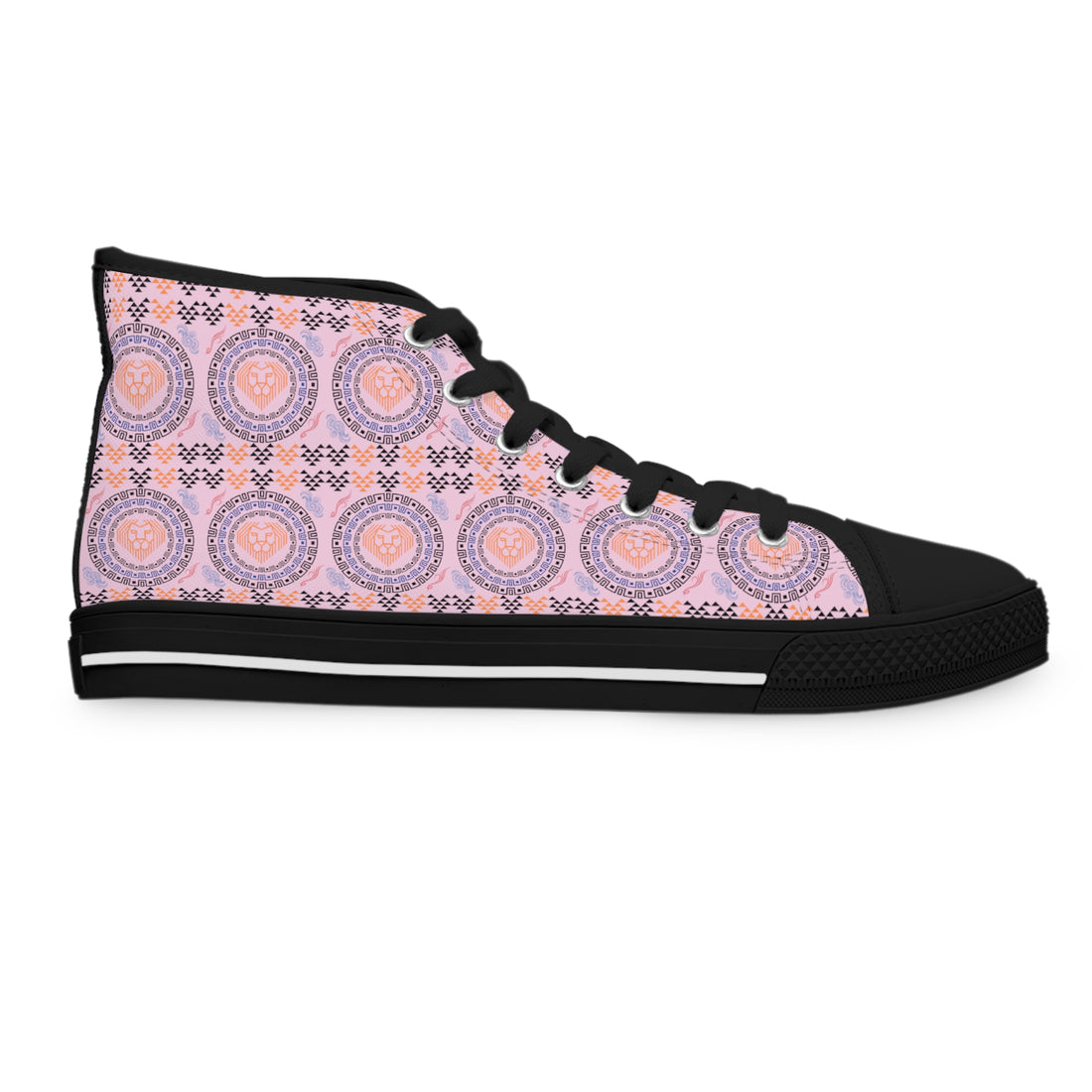 Lilac Geo Lion Head Women's High Top Sneakers