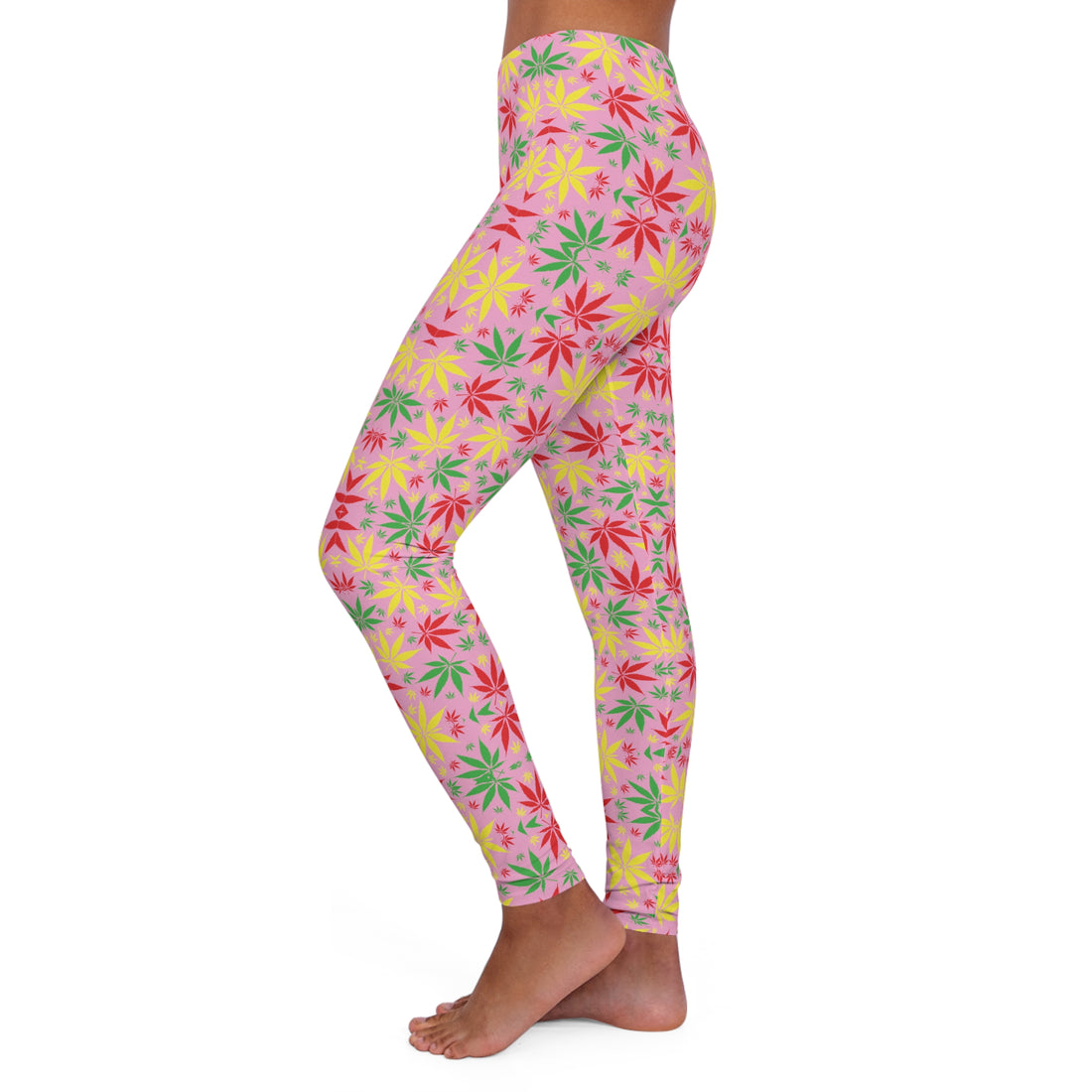 Muted Pink Tropical Rasta Toned Spandex Leggings