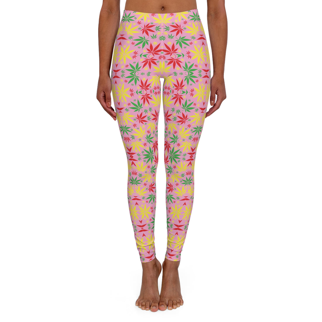 Muted Pink Tropical Rasta Toned Spandex Leggings