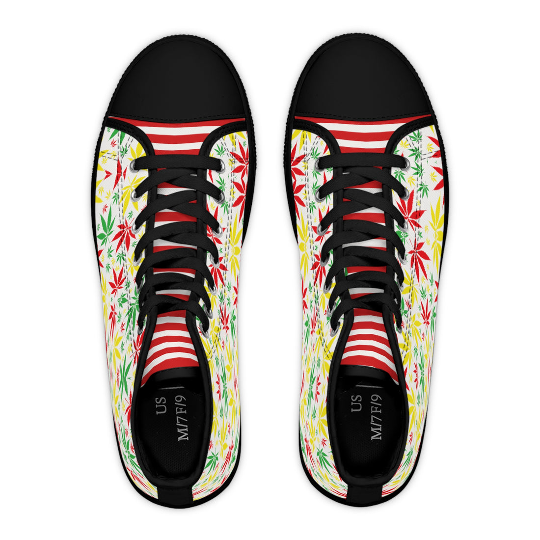 White Tropical Rasta Toned Women's High Top Sneakers