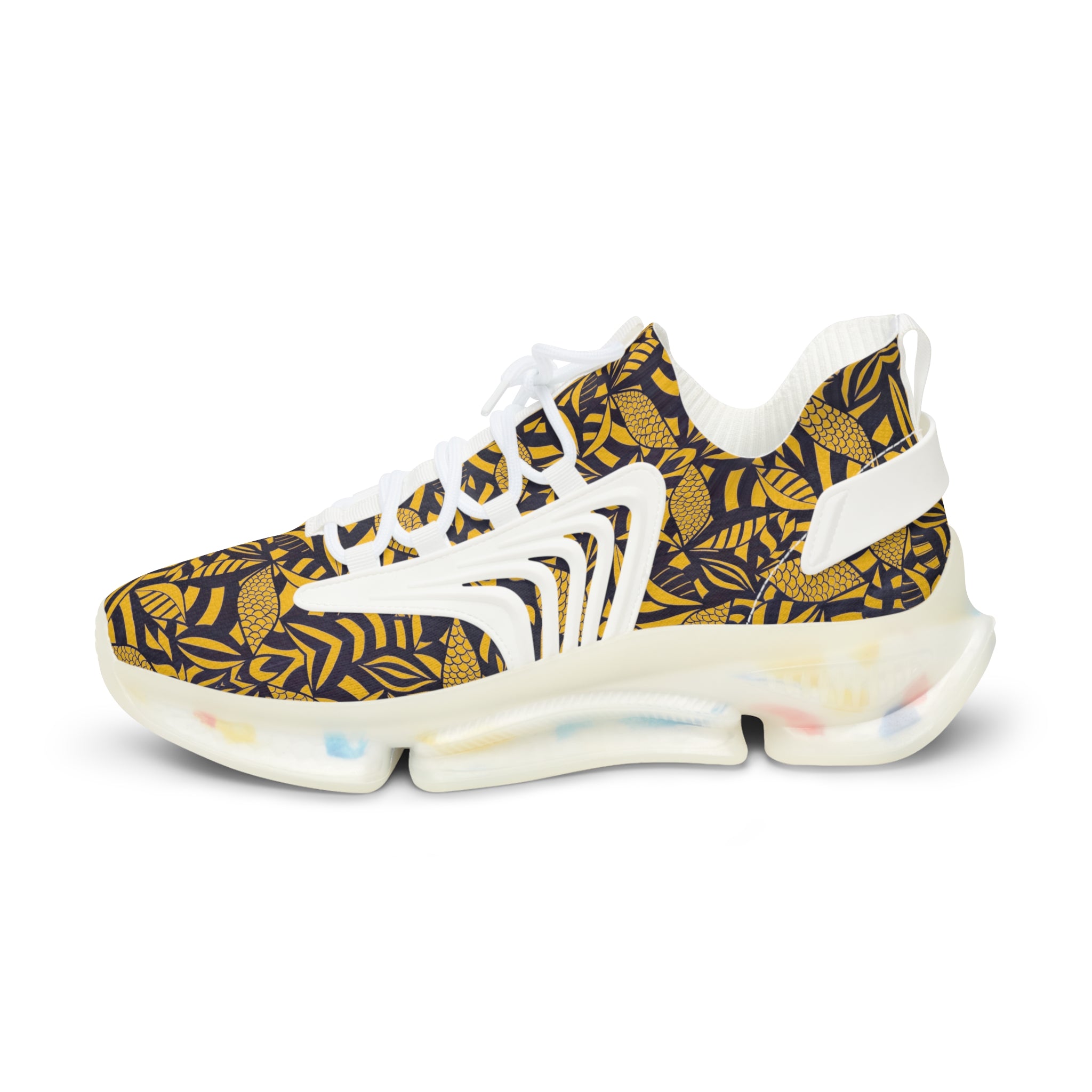 Yellow Tropical Minimalist OTT Men's Mesh Knit Sneakers
