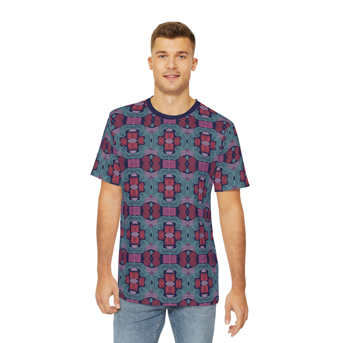 Ink Geometric Print Men's Polyester Tee (AOP)