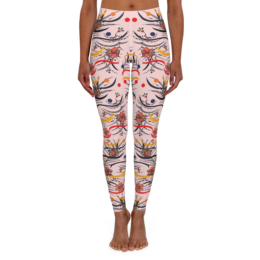 Pale Pink Wilderness Print Spandex Leggings