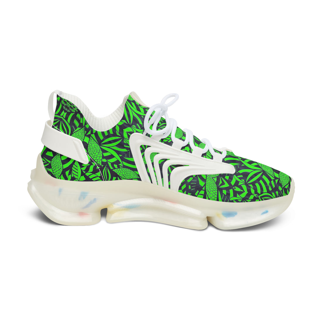 Neon Green Tropical Minimalist OTT Women's Mesh Knit Sneakers