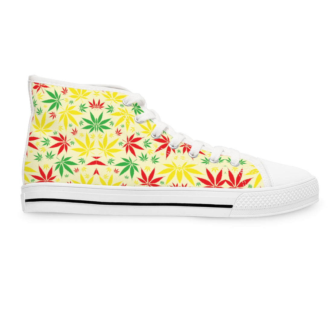Cream Tropical Rasta Toned Women's High Top Sneakers
