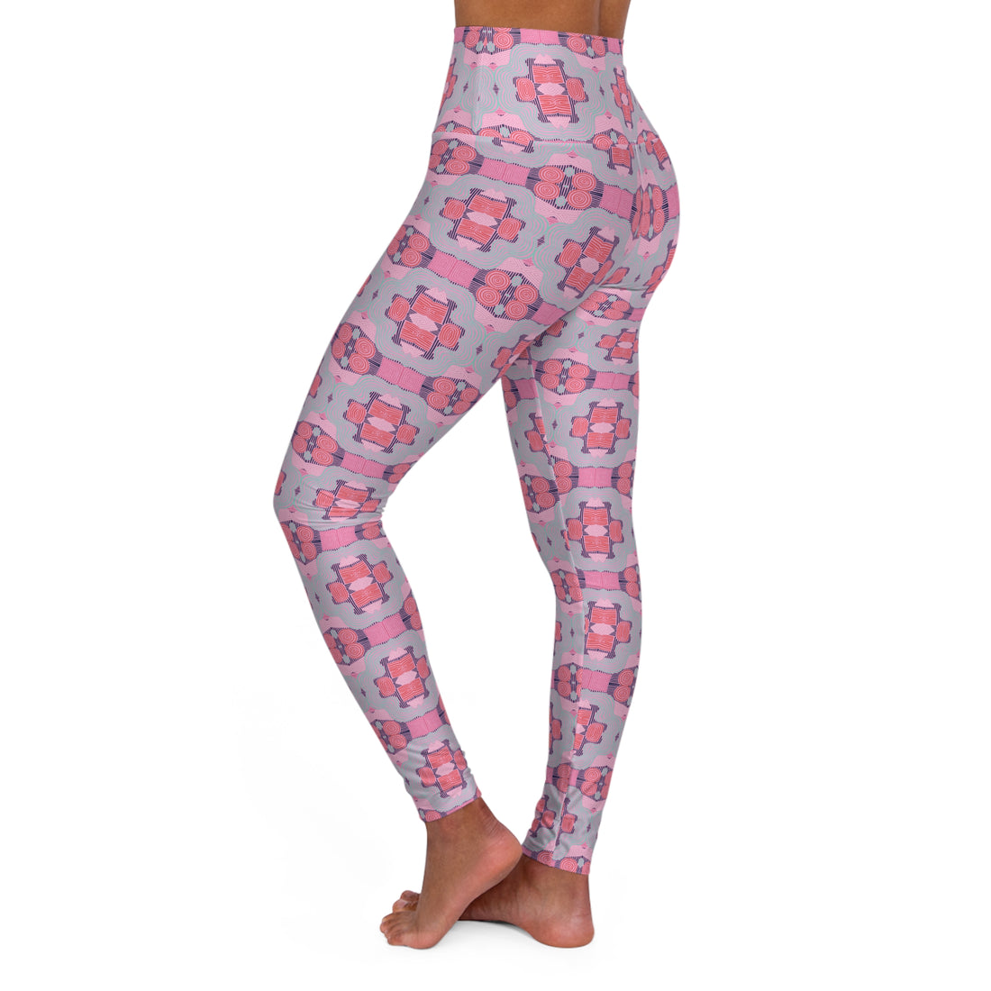 Muted Pink Geometric Print Yoga Leggings