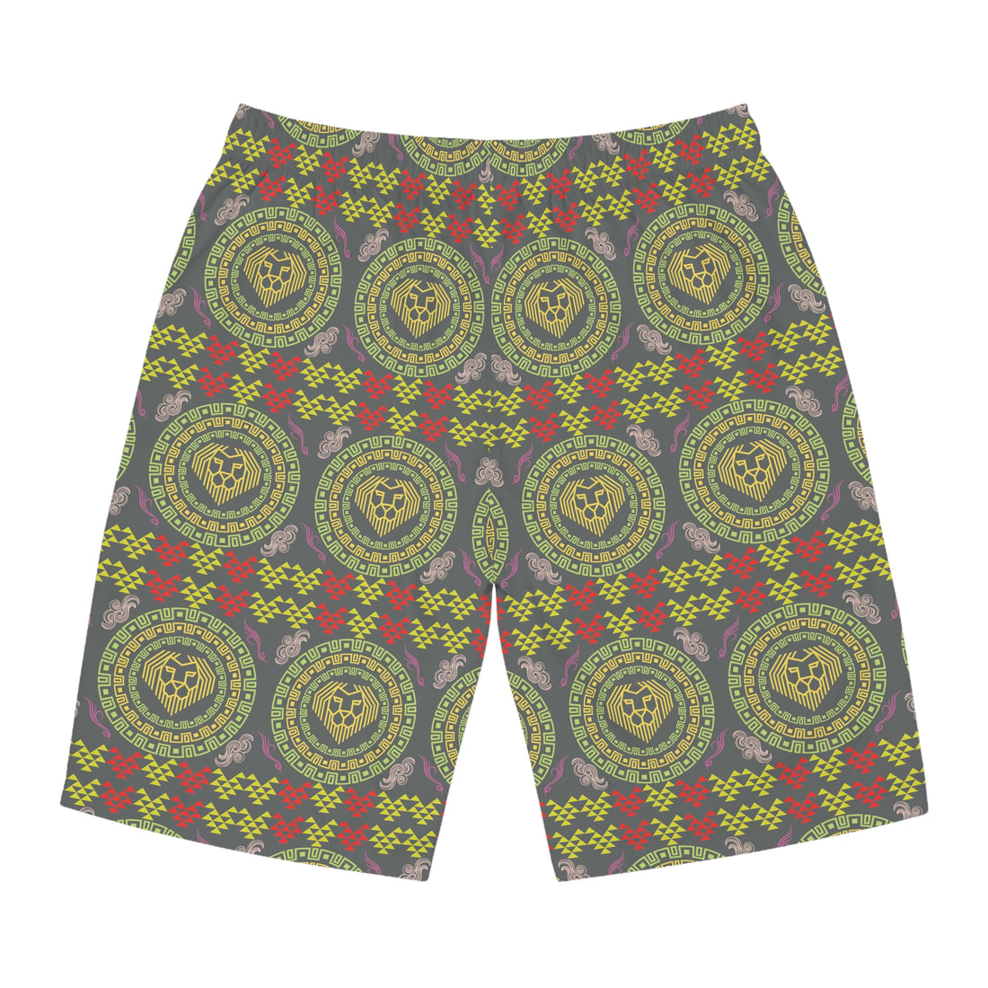 Ash Geo Lion Head Men's Board Shorts (AOP)