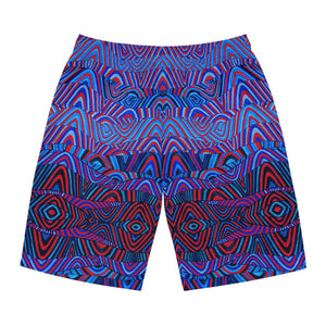 Deep Red Sonic Print Men's Board Shorts (AOP)