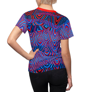 Red Sonic AOP Women's Cap Sleeves T-shirt