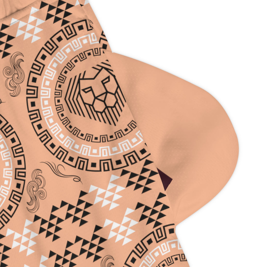 Peach Lion Head Basketball Rib Shorts (AOP)