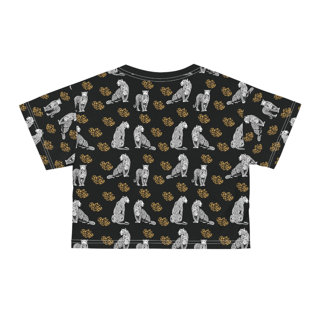 Black Cheetah Hearts AOP Crop Tee