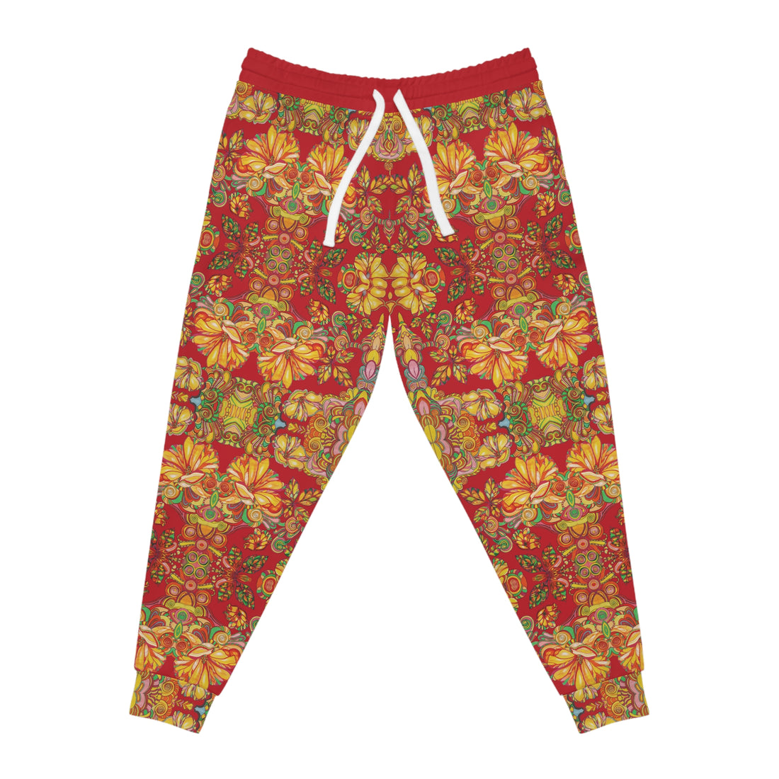 Deep Red AOP Artsy Floral Joggers