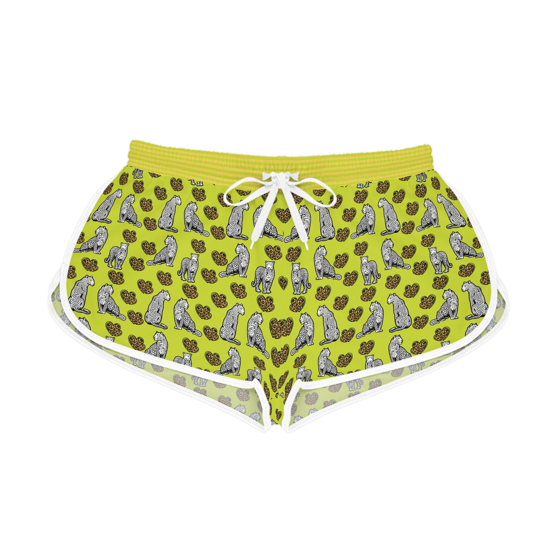 Lime Cheetah Hearts Relaxed Shorts