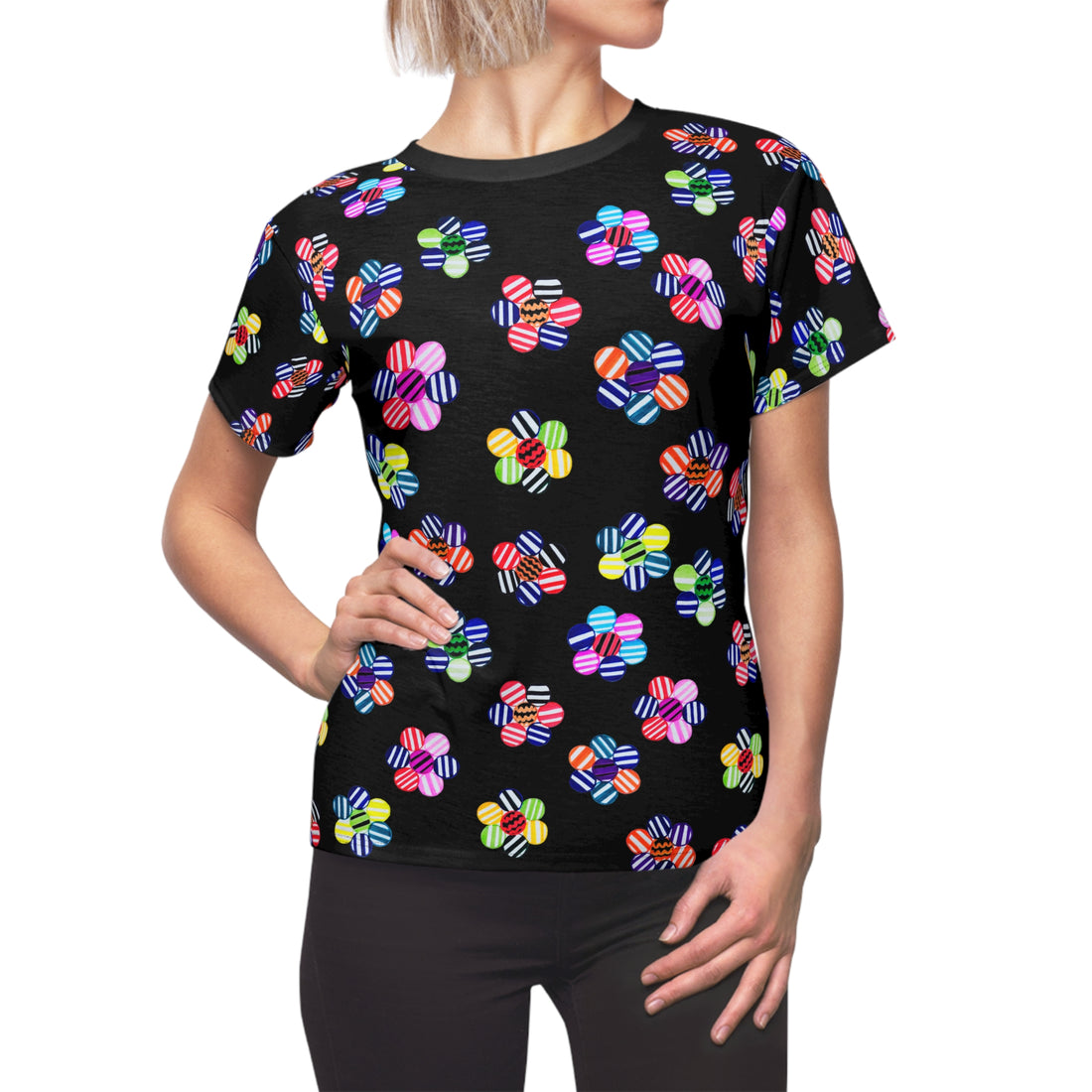 Black Candy Floral AOP Women's Cap Sleeves T-shirt