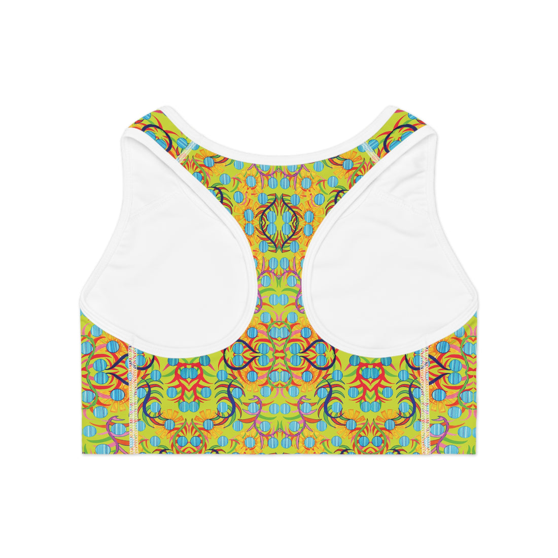 Lime Sunflower Print Racerback (AOP) Sports Bra