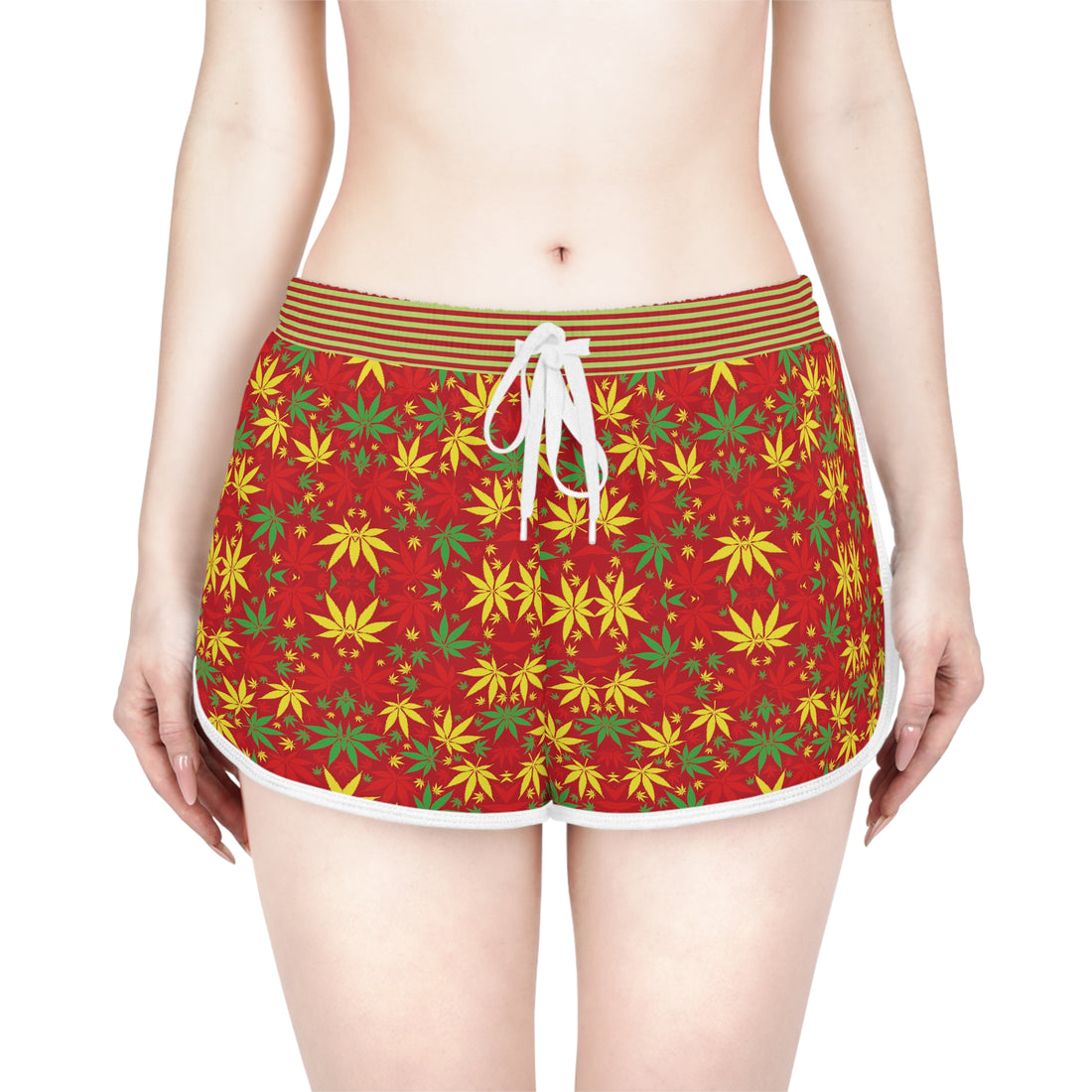 Red Tropical Rasta Toned Relaxed Gym Shorts