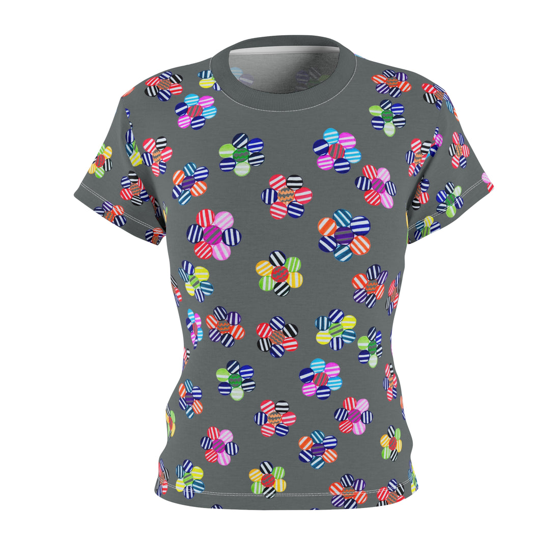 Ash Candy Floral AOP Women's Cap Sleeves T-shirt