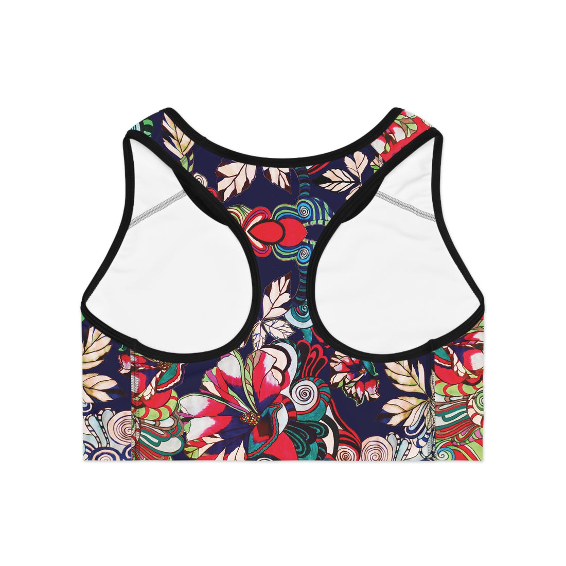 Ink Graphic Floral Pop Racer Back (AOP) Sports Bra