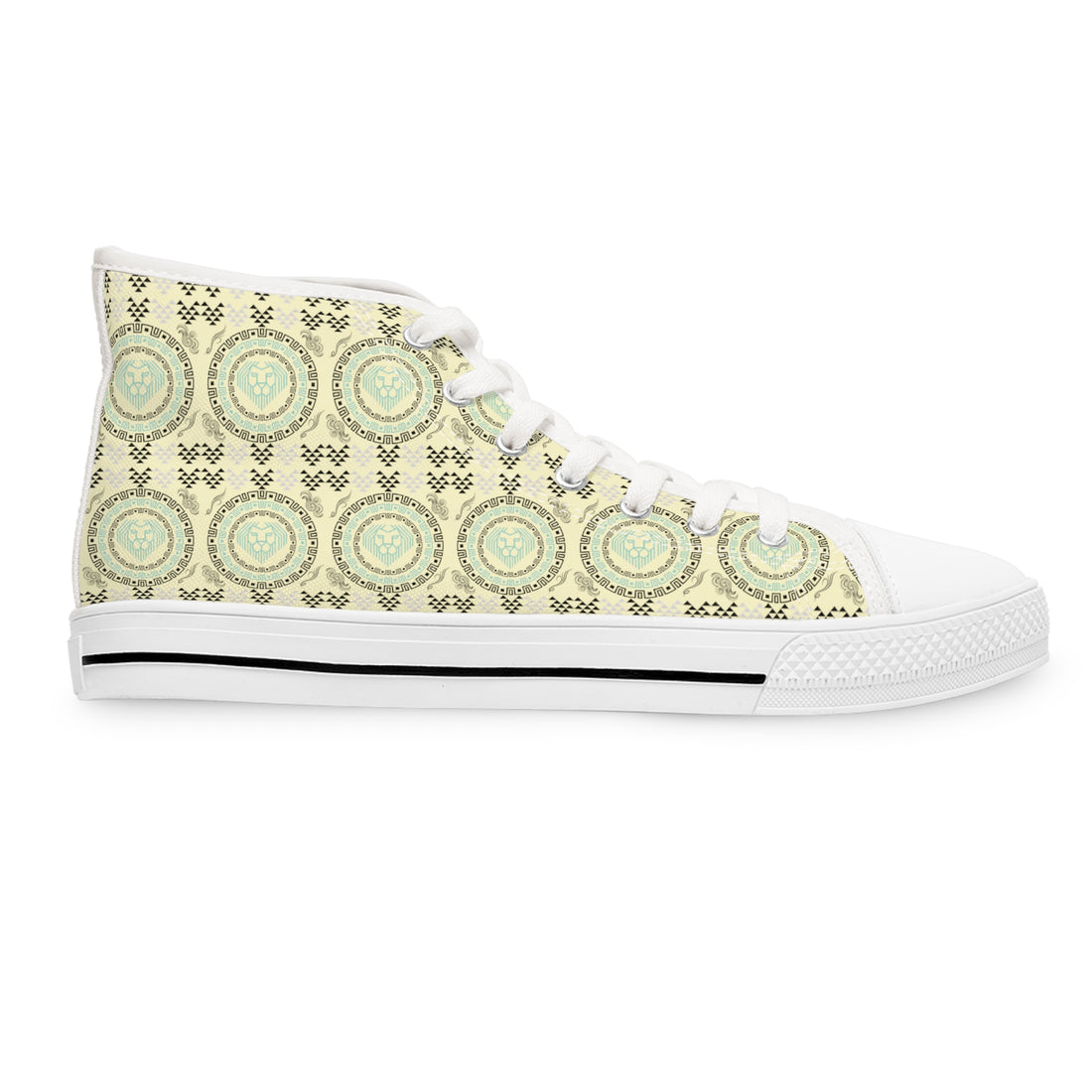 Cream Geo Lion Head Women's High Top Sneakers