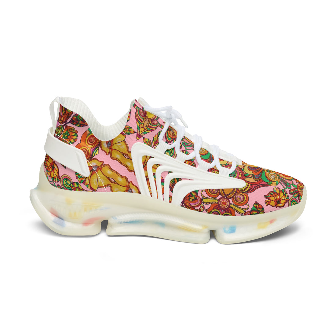 Blush Artsy Floral OTT Women's Mesh Knit Sneakers