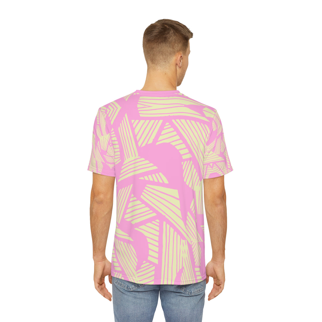 Muted Pink Cool Cat Men's Polyester Tee (AOP)