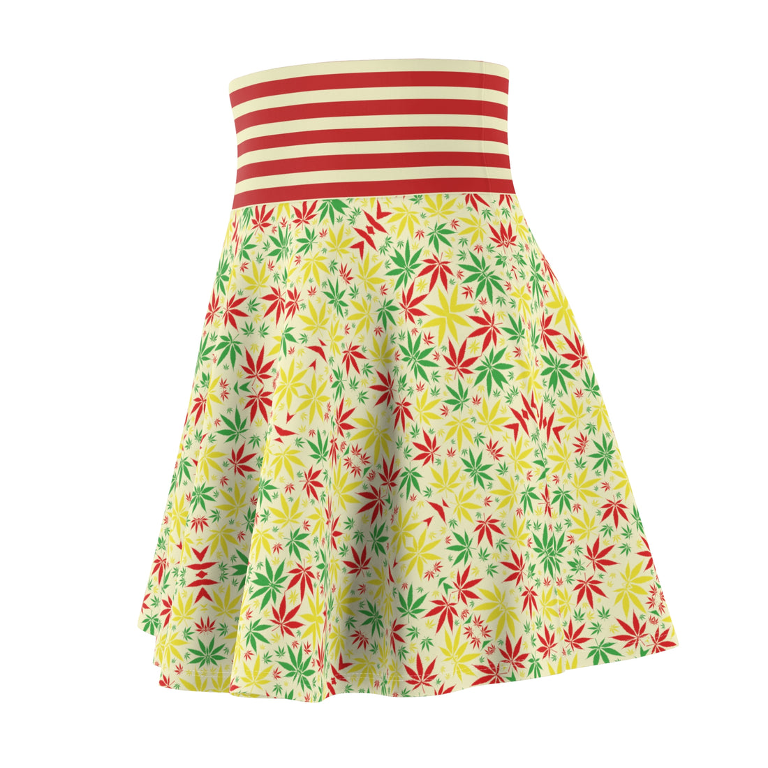 Cream Tropical Rasta Toned Skater Skirt