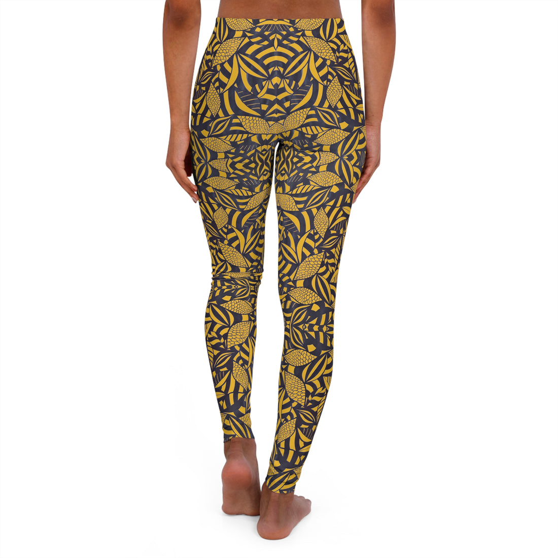 Yellow Tropical Minimalist Spandex Leggings