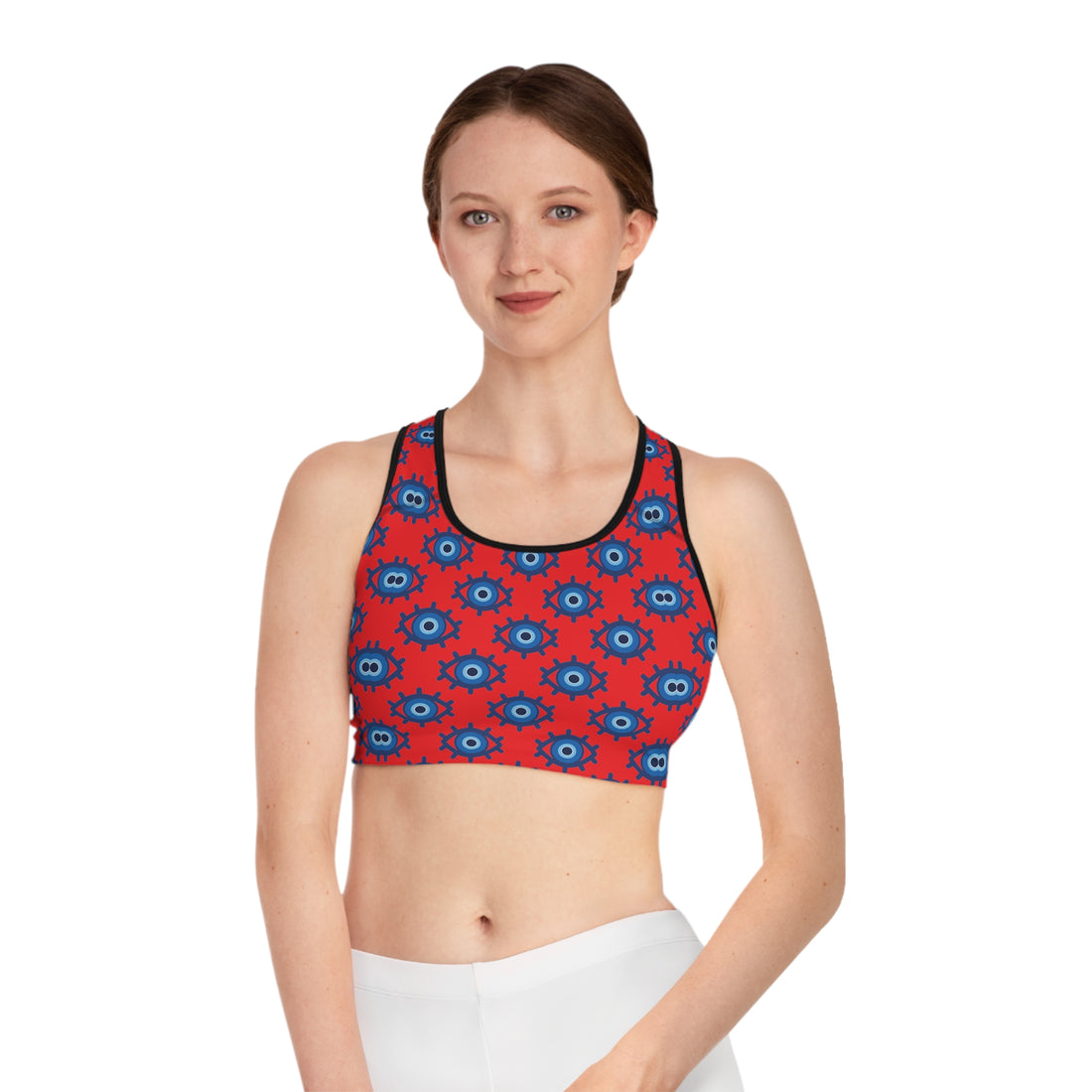 Red Evil Eye (AOP) Sports Bra