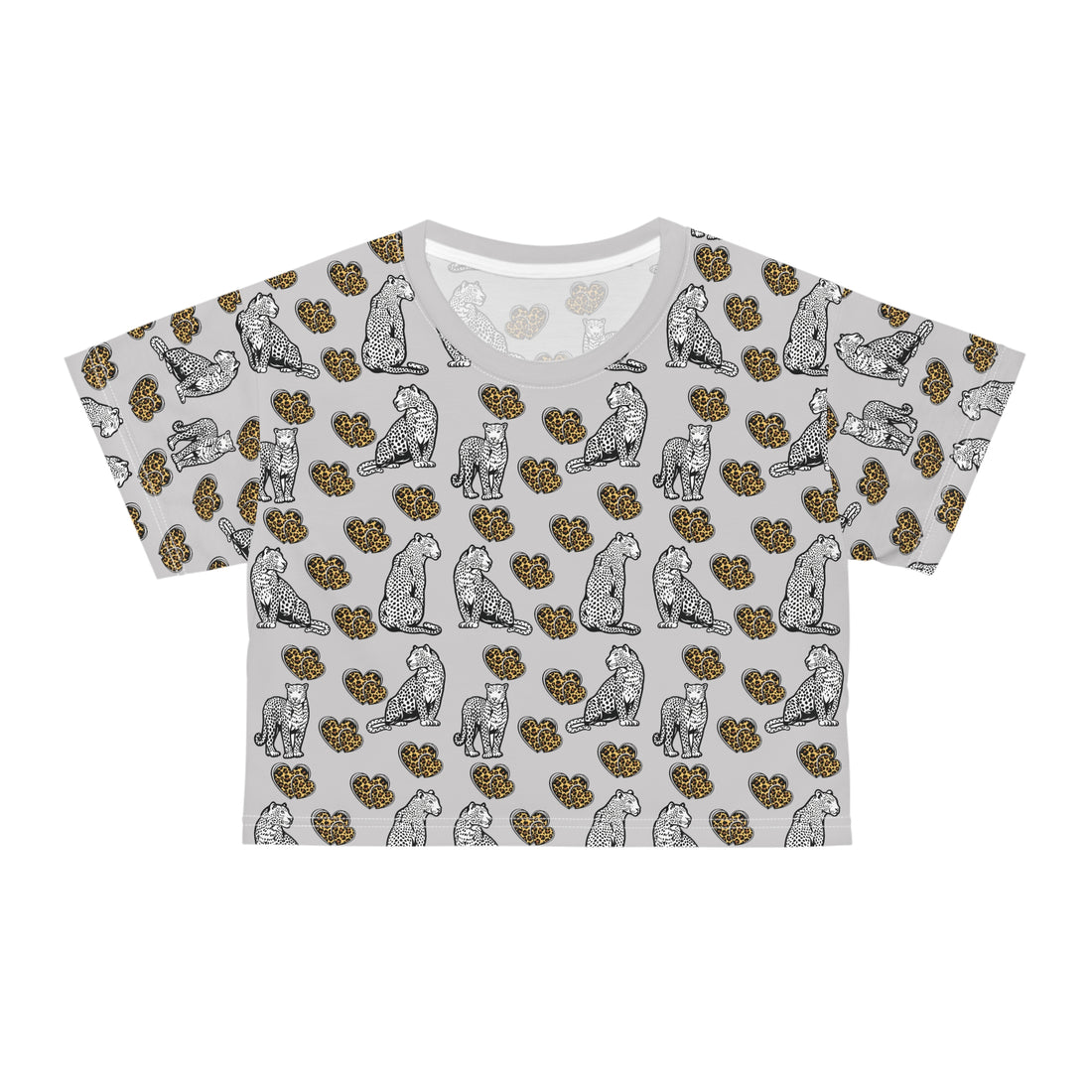 Slate Cheetah Hearts AOP Crop Tee