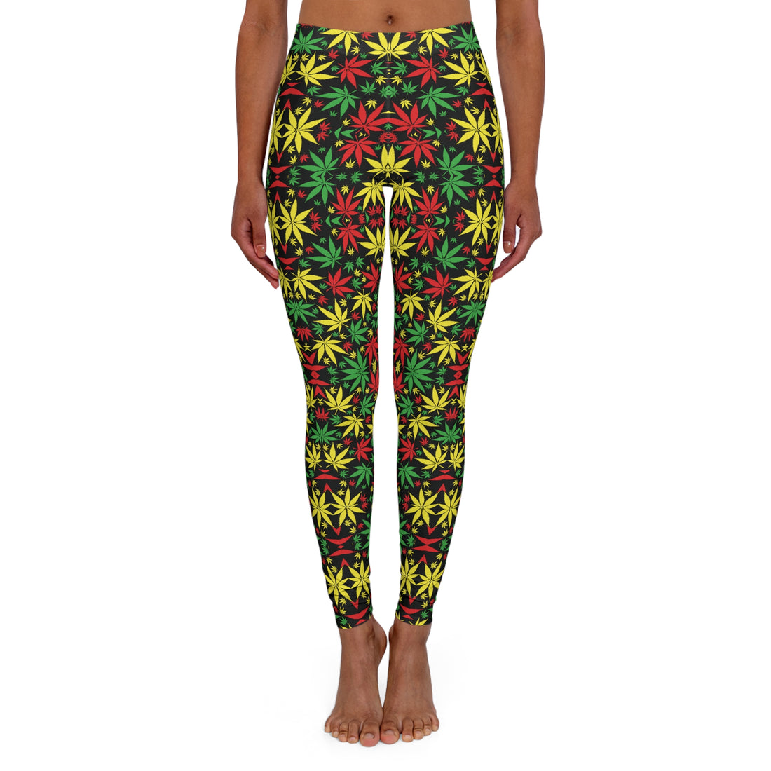 Black Tropical Rasta Toned Spandex Leggings