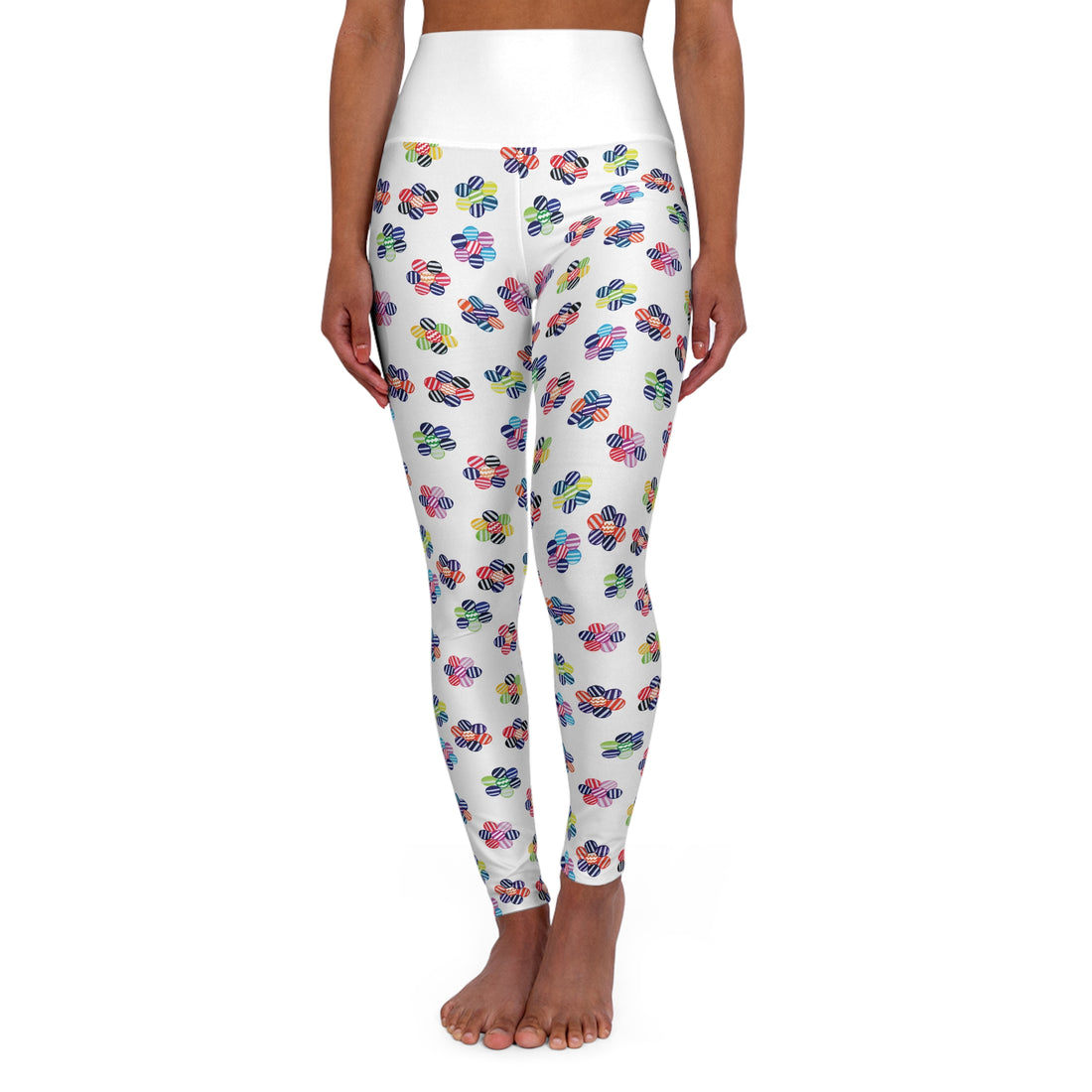 White Candy Florals Sports Bra & Yoga Leggings Bundle