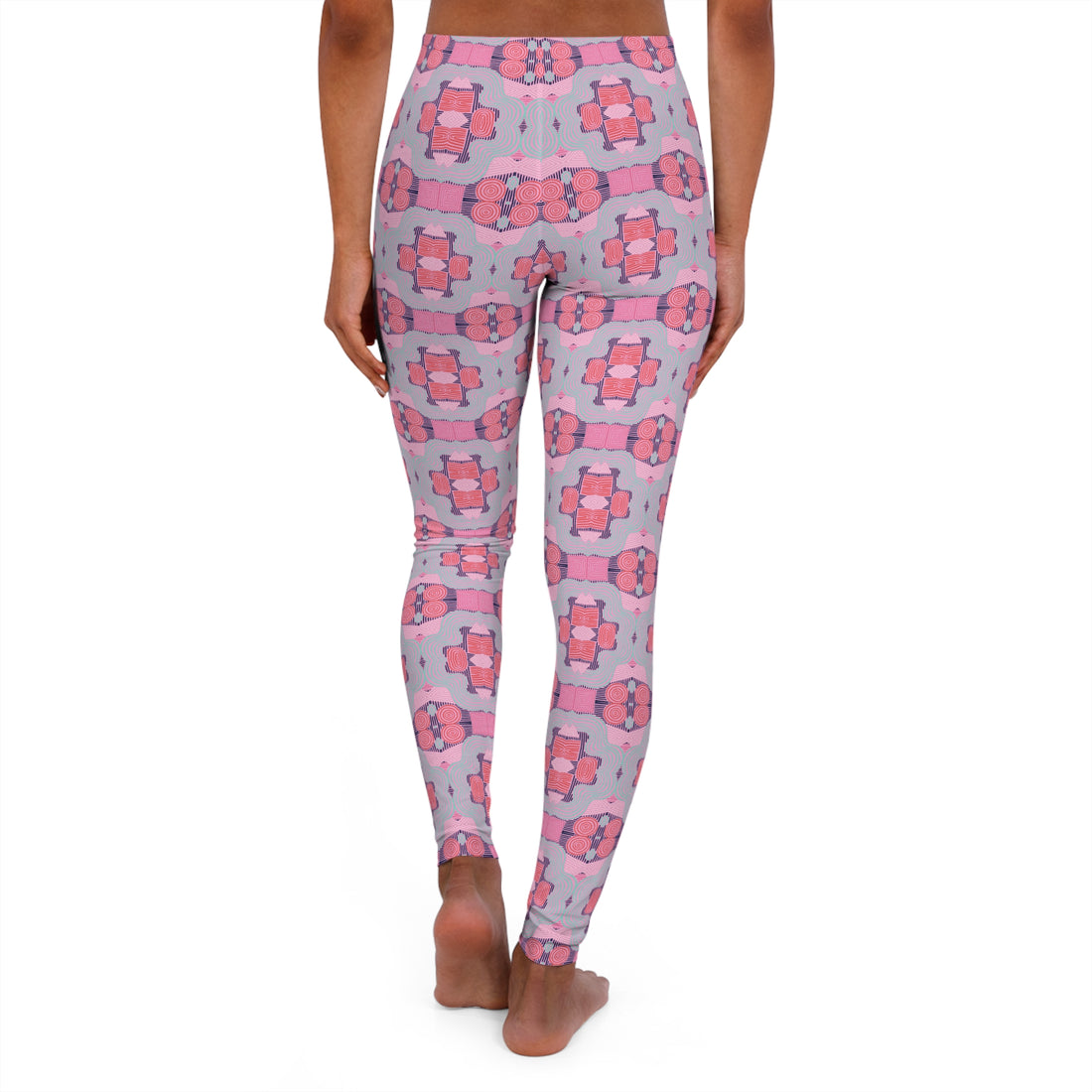 Muted Pink Geometric Print Spandex Leggings