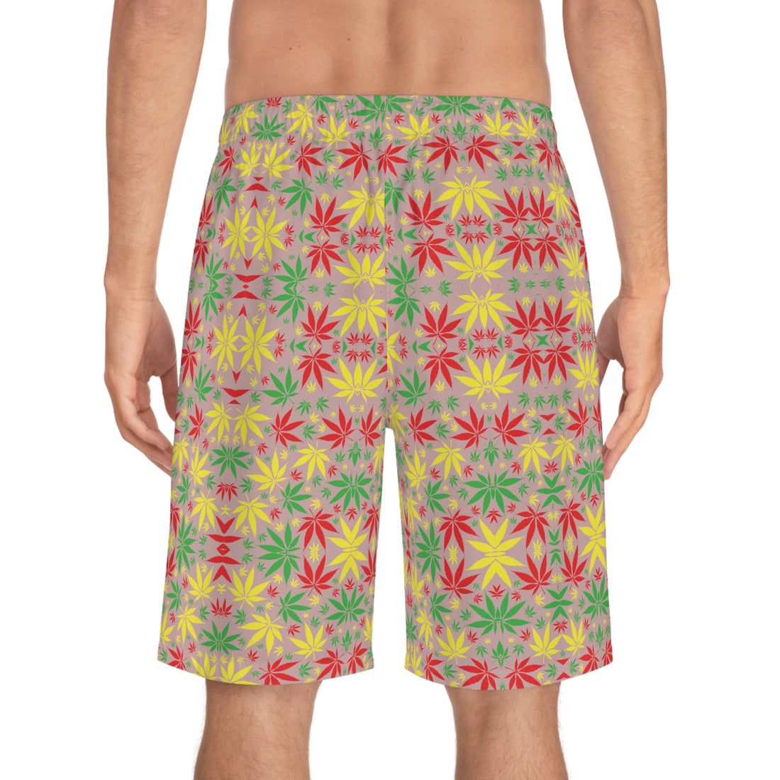 Taupe Rasta Toned Men's Board Shorts (AOP)