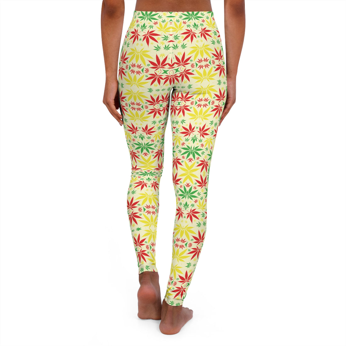 Cream Tropical Rasta Toned Spandex Leggings