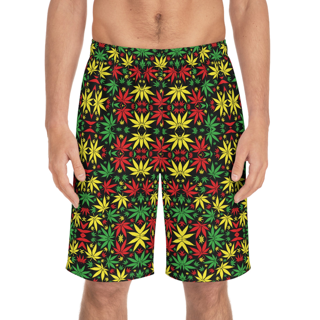 Black Rasta Toned Men's Board Shorts (AOP)