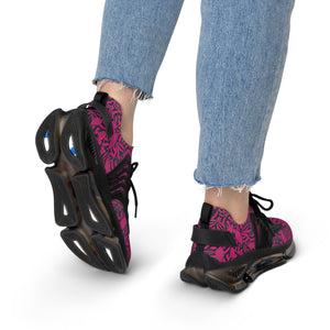 Hot Pink Tropical Minimalist OTT Women's Mesh Knit Sneakers