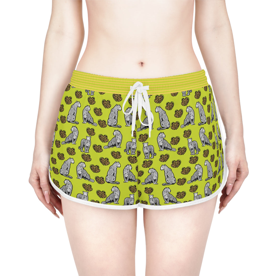 Lime Cheetah Hearts Relaxed Shorts