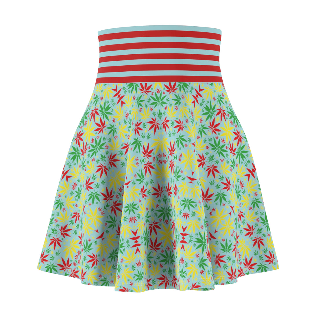 Icy Blue Tropical Rasta Toned Skater Skirt